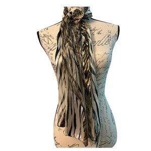 Animal print long scarf,black zebra stripes, brown leopard print.Semi sheer